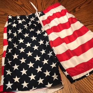 American Flag swim trunks